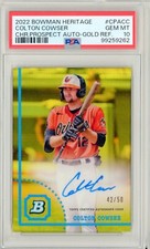 2022 Bowman Heritage COLTON COWSER Gold Refractor AUTO Prospect RC 42/50 PSA 10