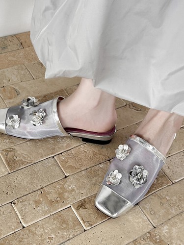 New French Retro Mary Jane Shoes Women's Flat Pumps Floral Shoes Casual Slippers