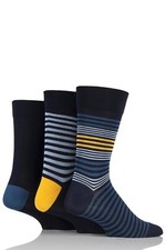 Mens Bamboo Socks Stripe Gentle Comfort Cuff Colourful 7-11/12-14,3 Pr, SOCKSHOP