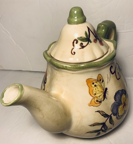 Green Floral Teapot With Butterflies By New Lavender - Picture 8 of 12
