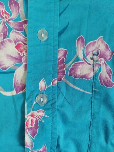 Mens Latitude 20 Hawaiian short sleeve shirt S blue floral - Picture 3 of 8