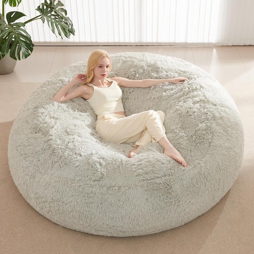 Durable 6FT Grey Bean Bag Cover with Waterproof Lining - Stylish & Functional - Picture 3 of 9