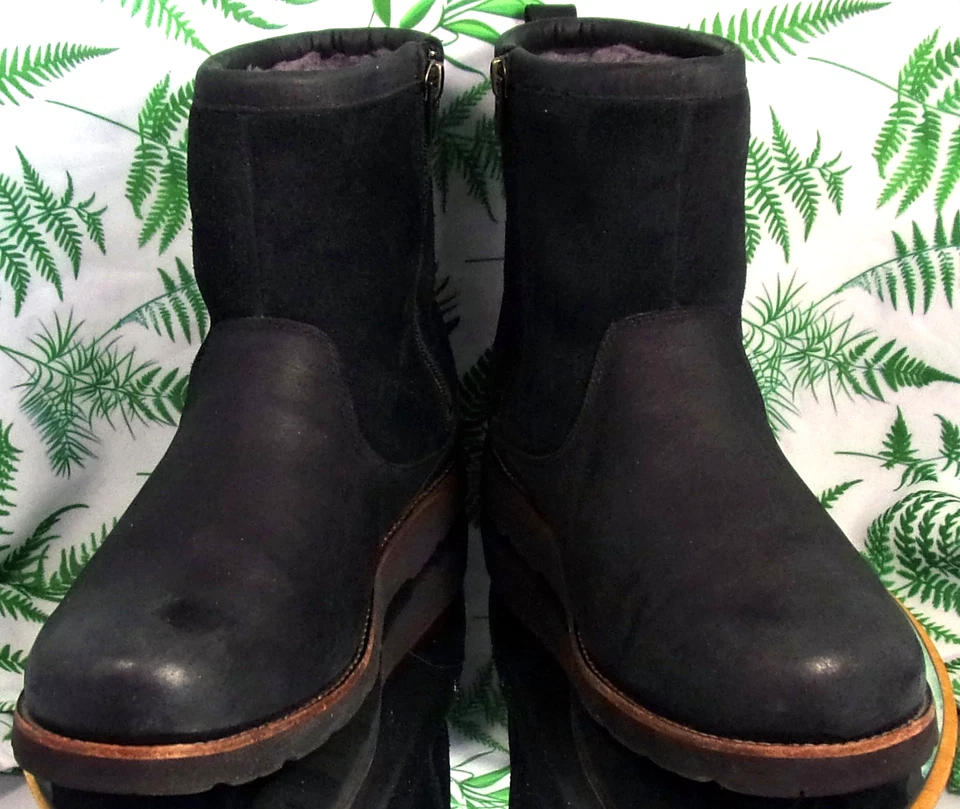 BOTAS DE INVIERNO UGG HENDREN TL DE CUERO NEGRO IMPERMEABLES FORRADAS DE OVEJA PARA HOMBRE TALLA 12 Foto 2 de 4