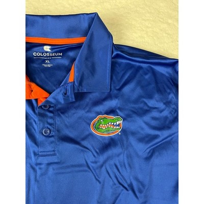 Colosseum Mens Florida Gators Polo Shirt Royal Blue Orange XL Short Sleeve