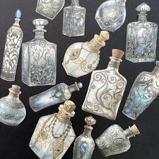 Gothic Potion Perfume Bottle Stickers Junk Journal Collage Scrapbooking