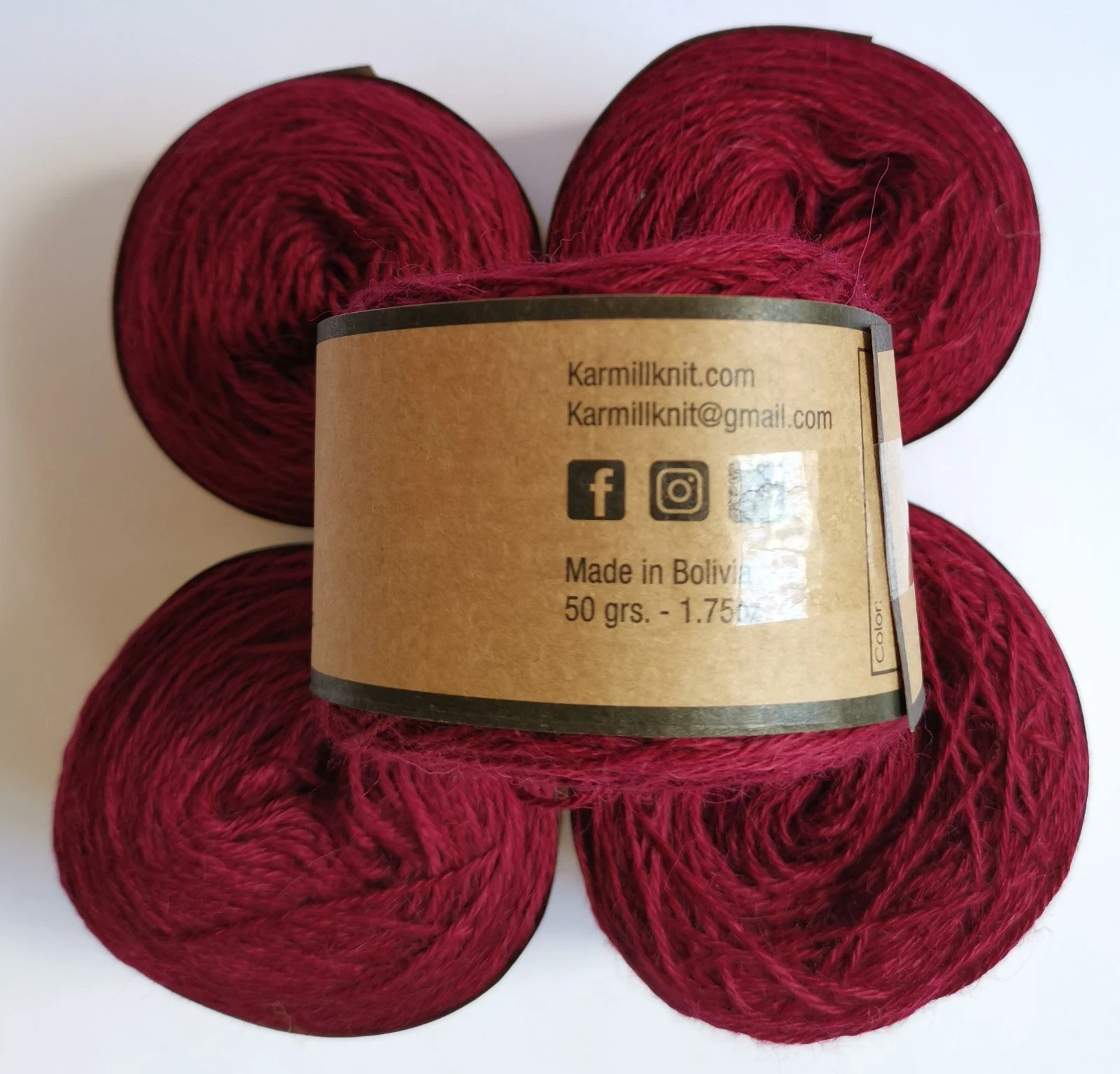 Alpaca Wool Skeins 100% Baby Alpaca Yarn Sport Weight Lot-5 Skeins Cherry BA6175 - product detail image 3