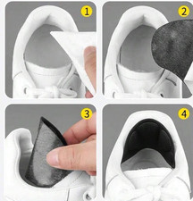 SET OF TWO STICKY BACK HEEL SUPPORTS PROTECTORS COMFORT CUSHION PADS - BLACK