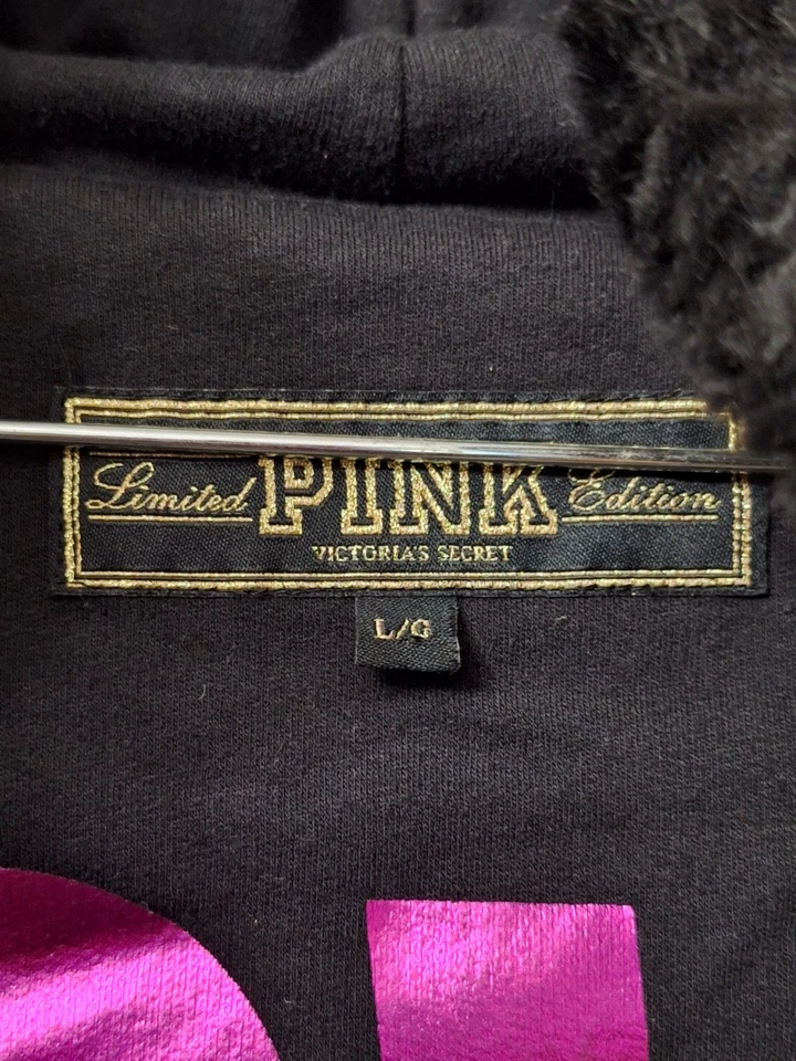 Casaco de pele sintética Victoria's Secret LOVE PINK edição limitada tamanho G com capuz zíper Y2K - Imagem 4 de 4