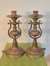 2x Alte Schiffskerzenleuchter Messing Kardanisch Schwenkbar 29cm Maritim