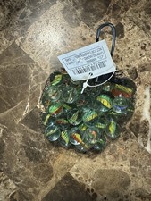 Glass Marbles with Netted Storage Bag 5/8" Multicolored