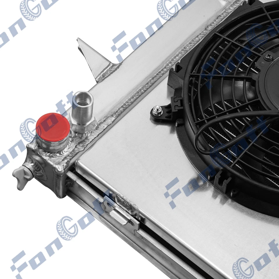 2 Row Aluminum Radiator Shroud Fan Fit 1998-04 2003 Volvo C70 V70 S70 2.3L 2.4L - Imagem 4 de 4