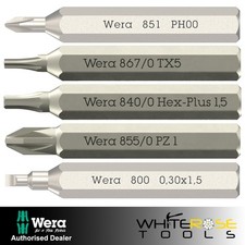 Wera Micro Precision Screwdriver Bits with 4mm Hex Drive PH PZ TX SL Choose Size