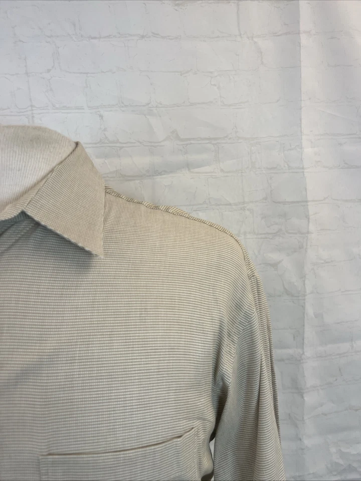 Camisa de vestir Ermenegildo Zegna beige a cuadros de algodón para hombre 16-42 $295 Foto 2 de 4