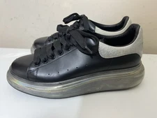 Alexander McQueen Black White Trim Leather Oversize Sneakers Women's 8.5/9 Sz 39