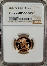 2019 Royal Mint UK Gold Proof Full Sovereign 1 Sov PF70 Ultra Cameo TOP POP