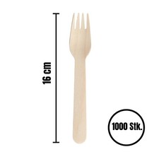 Einweg Holzgabeln 1000 Stk 16cm aus Birkenholz Besteck Kompostierbar Natur