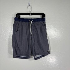 Vuori Shorts Mens Small Blue Striped Athletic Drawstring Pocket Performance Logo