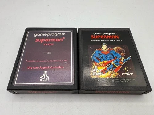 SUPERMAN & SUPERMAN Text Label. 2 Game Lot (Atari 2600, 1979) Tested & Works