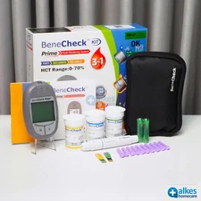 BeneCheck Prime 3-in-1 Meter Kit Glucose Cholesterol Uric Acid Monitor