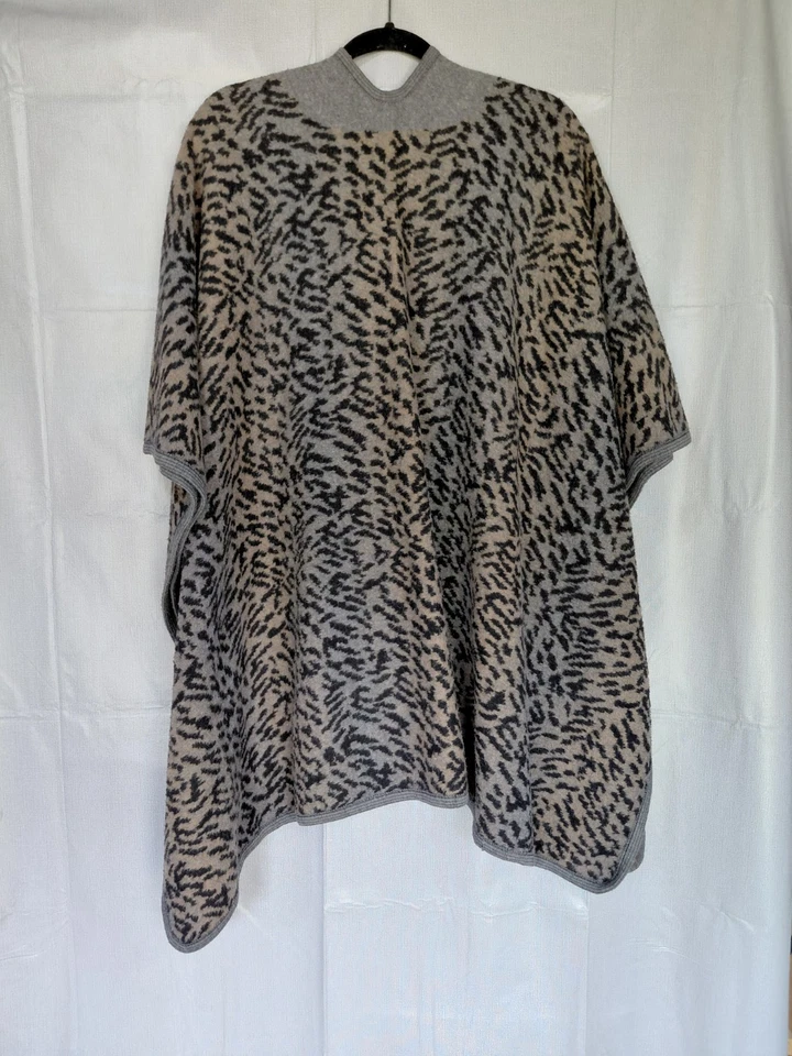 Poncho abrigo mantón manta portátil estampado animal mezcla lana ojo invierno cálido Foto 4 de 4