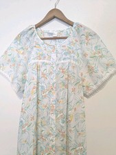 Vintage 1980s JCPenney White Floral Granny Nightgown Robe Buttoned Mumu L
