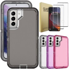 Clear Case Shockproof Cover Tempered Glass For Samsung Galaxy S21 Plus/S21 Ultra
