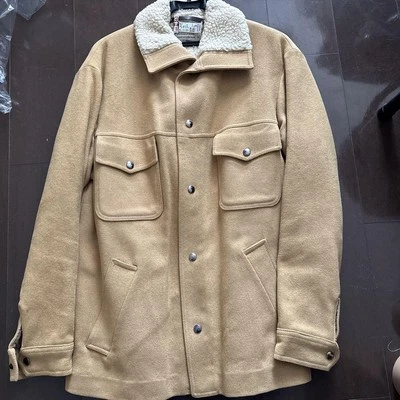 Pendleton Veste En Laine À Col Sherpa Laine Vierge Taille 40 Beige - Photo 1/3