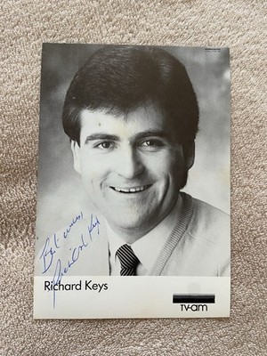 RICHARD KEYS (TV-AM) HANDSIGNIERTE VINTAGE TV-AM CAST KARTE