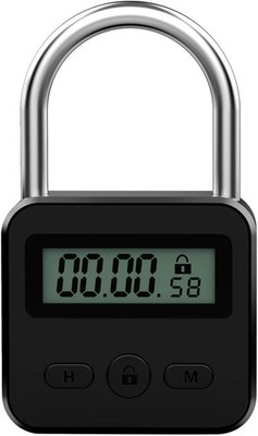 ''Metal Timer Lock-Electronic Time Padlock with LCD Display-USB Rechargeable(Blac