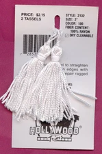 2" WHITE TASSELS LOT OF12 FABRIC TRIM 