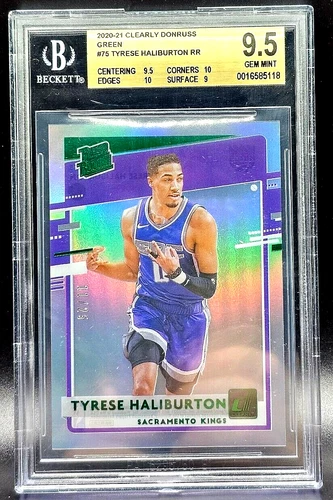 TYRESE HALIBURTON 20-21 PANINI CLEARLY DONRUSS GREEN ROOKIE RC 11/25 SSP BGS 9.5