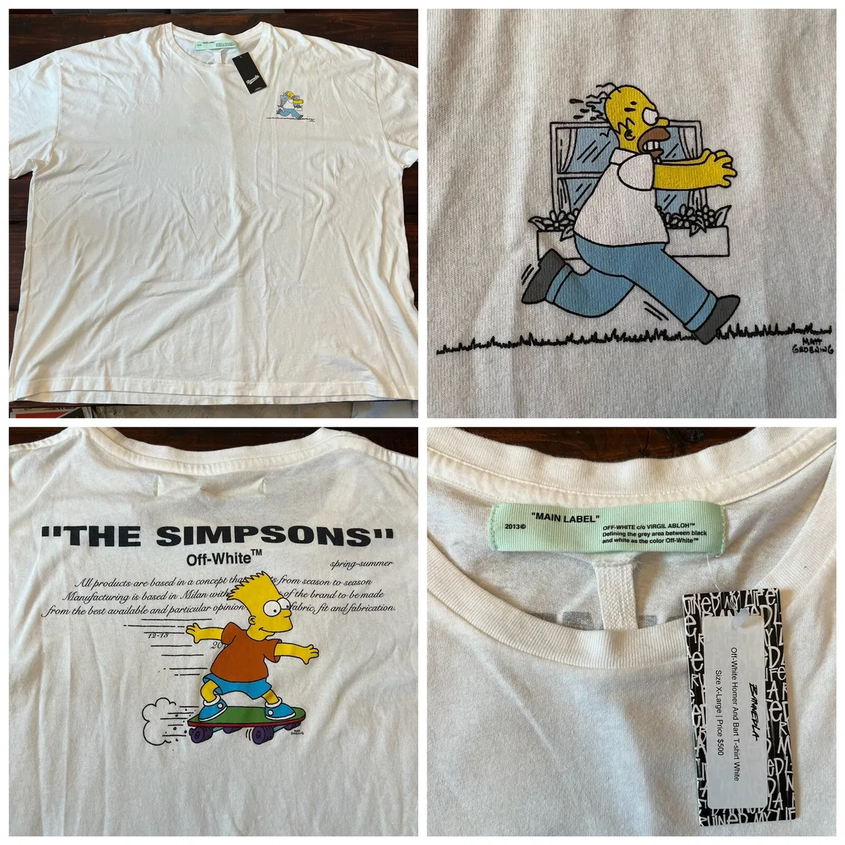 Off-White Homer And Bart Simpson T-shirt Size XXL RARE SS19 NEW