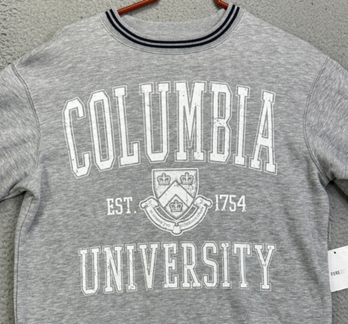 Columbia University Sweater Mens XS Trdmrk Grey Fleece Crew Neck Forever 21 NEW