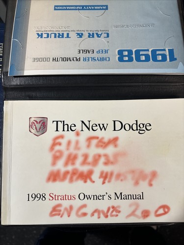 98 1998 Dodge Stratus Owners Manual Guide Book Booklet - Picture 2 of 4