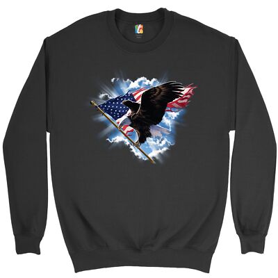 Bald Eagle Carrying the American Flag Sweatshirt 4th of July Patriotic Crewneck