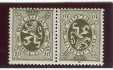 BELGIUM; 1929 early Lion Type issue Mint hinged 10c. TETE-BECHE PAIR