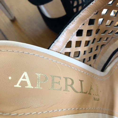 APERLAI Paris Black/Beige Suede Heels/Pumps/Sandals/Platform Size EU 37/US 7 - Picture 12 of 14