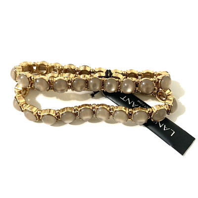 Lane Bryant Stretch Bracelet Gold Tone Sepia Round Stone Lot of 2 One Size