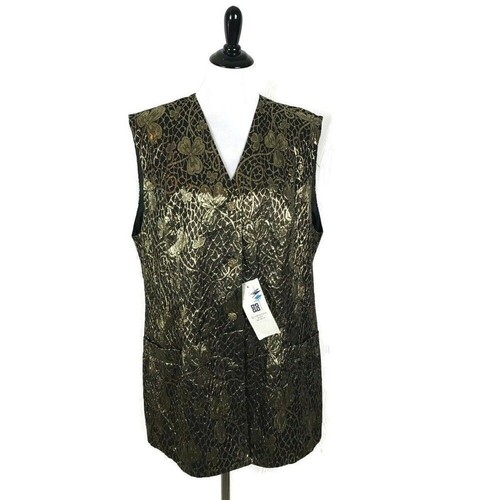 Vintage Givenchy Vest Womens Plus Size 20W Metallic Gold Floral Statement Piece - Picture 9 of 9
