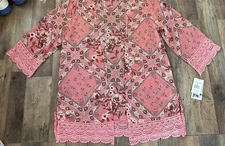 Boho Kimono Women's Jolt (Size M) Embroidered Lace Cardigan Rose MEDIUM