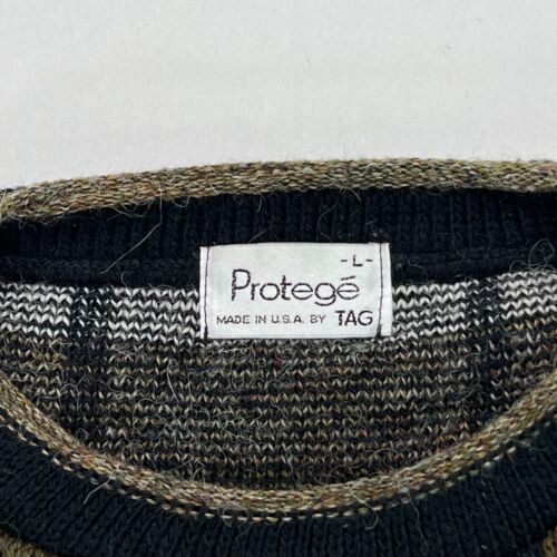 Vtg Protege Alpaca Wool Blend Knit Sweater Mens Large Brown Abstract Coogi Style - Picture 4 of 9