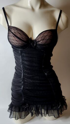 Vtg Victoria's Secret Sexy Little Things Ruched Teddy Lingerie Fitted Dress! 34B - Picture 1 of 7