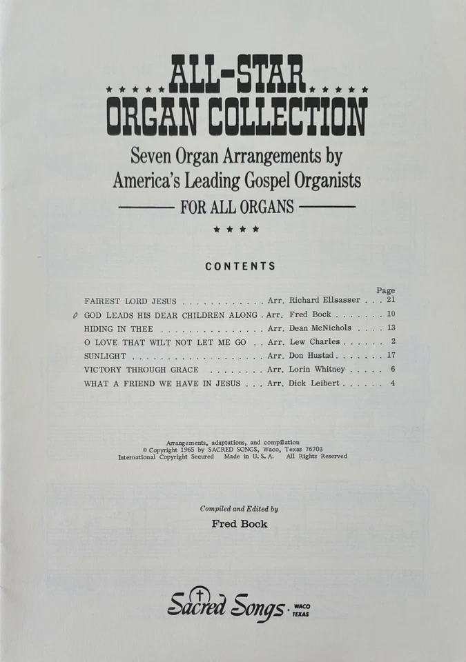 All Star Organ Collection Seven Arrangements by Gospel Organists Music Songbook - Image 2 of 3