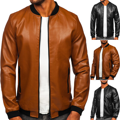 Bomberjacke Bikerjacke Jacke Kunstlederjacke Classic Motiv Herren BOLF Casual