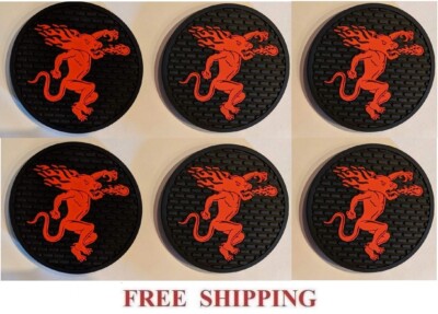 FIREBALL CINNAMON WHISKEY 6 BEER BAR TOP SPILL MAT RUBBER COASTERS NEW