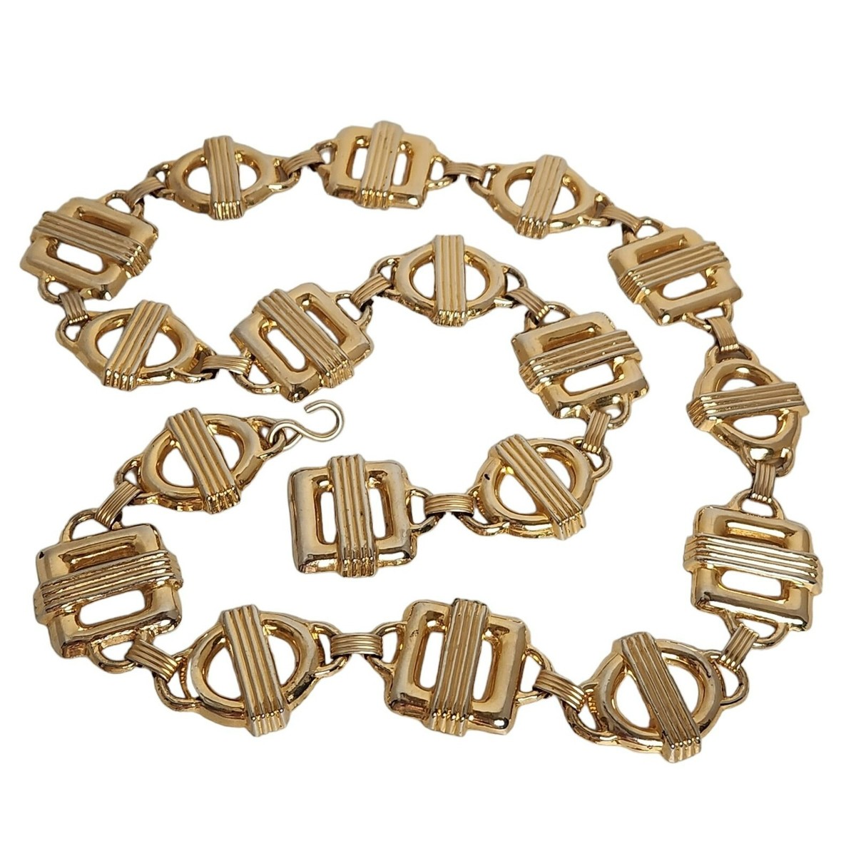 Vintage Gold Metallic Statement Belt Vintage Statement Belt Womens Gold Rhinestone 90s Cinch  main image 2