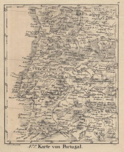 Portugal Original Lithografie Landkarte Bildergalerie 1832 - Afbeelding 1 van 1