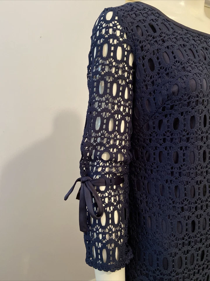 Vestido midi a rayas metálicas Y2K de Dressbarn para mujer talla 4 estampados florales con cuentas Foto 4 de 4