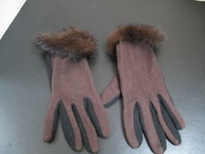 Women's Mink cuffed Wool Gloves M-L  Great Shape  REDUCED   
