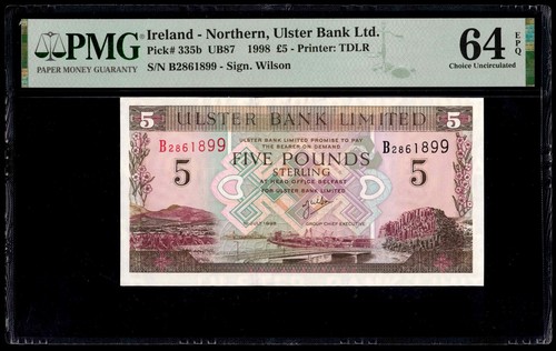 Ireland Northern 1998 - 5 Pounds P#335b - PMG Choice UNC 64 EPQ